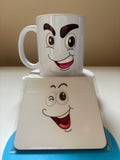 Funny face mug with coaster