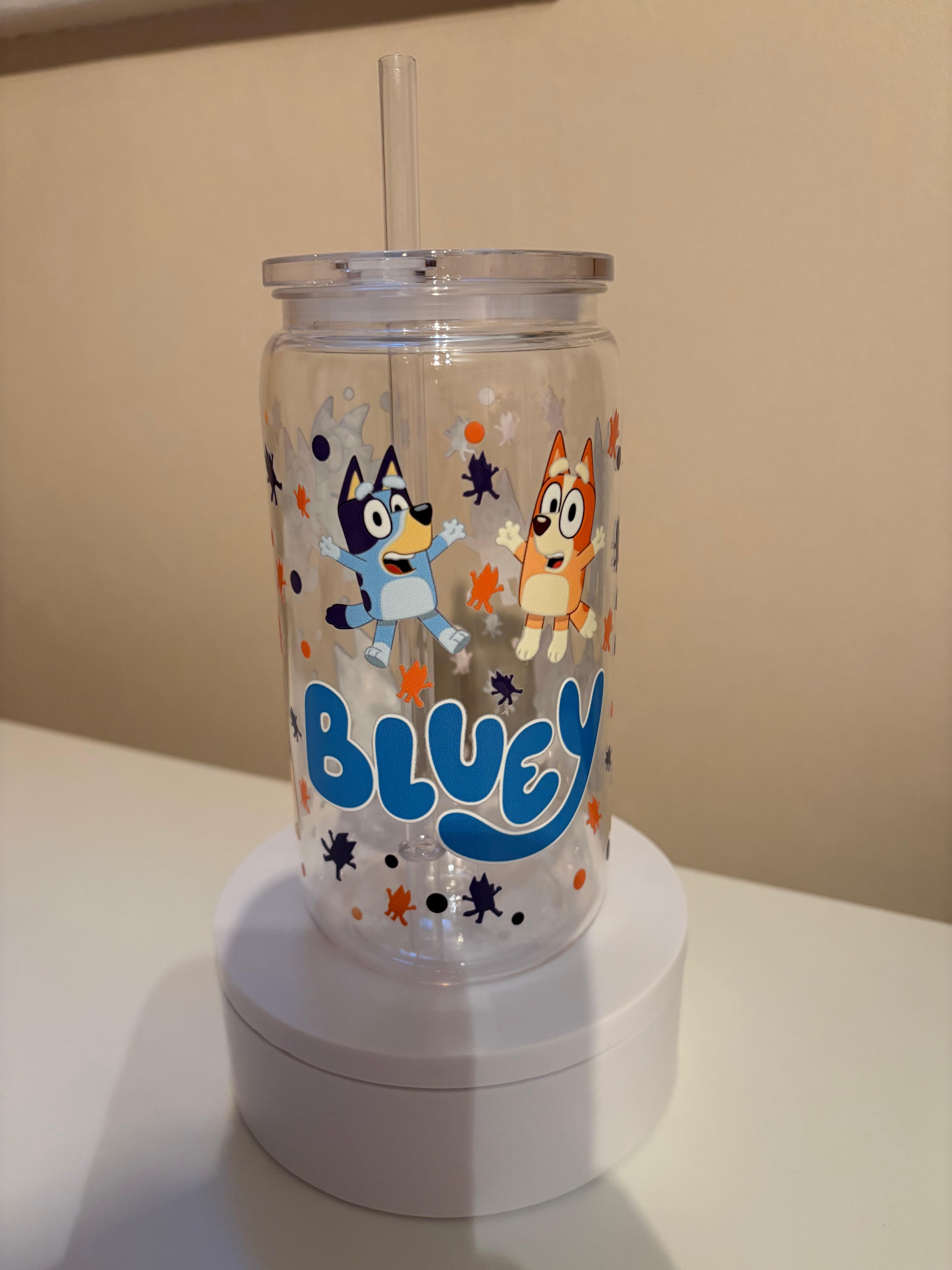 Bluey Libbey plastic glass